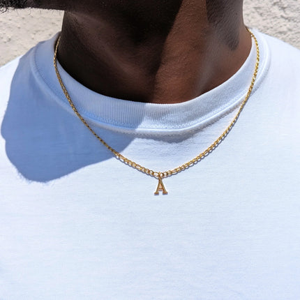 GOGO LUSH MEN'S GOLD CAPITAL INITIAL FIGARO NECKLACE