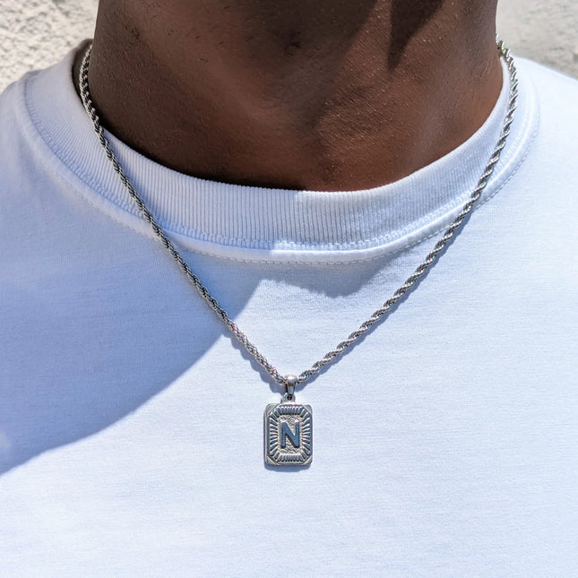 GOGO LUSH SILVER MEN'S INITIAL VINTAGE NECKLACES