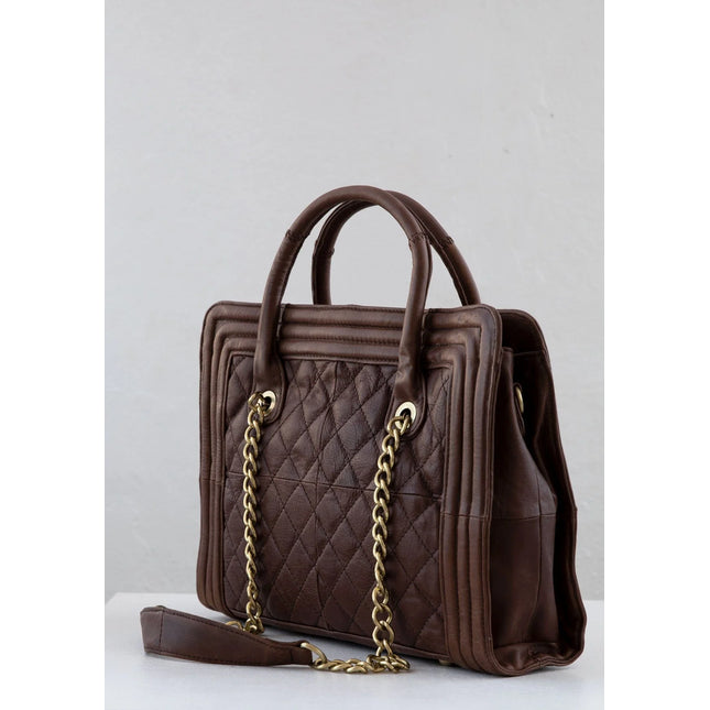 Brown Quilted Leather Purse