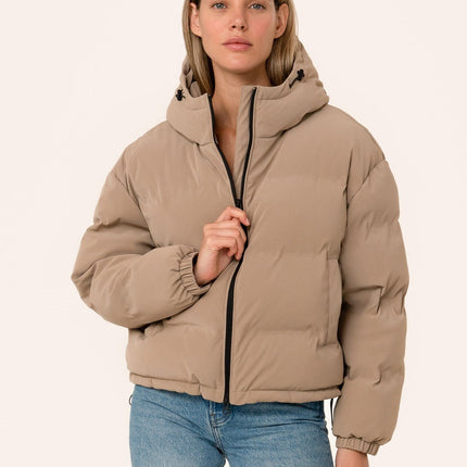 taupe beige natural short puffer jacket lovestitch