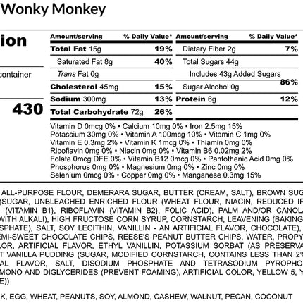 chunky wonky monkey nutrition facts