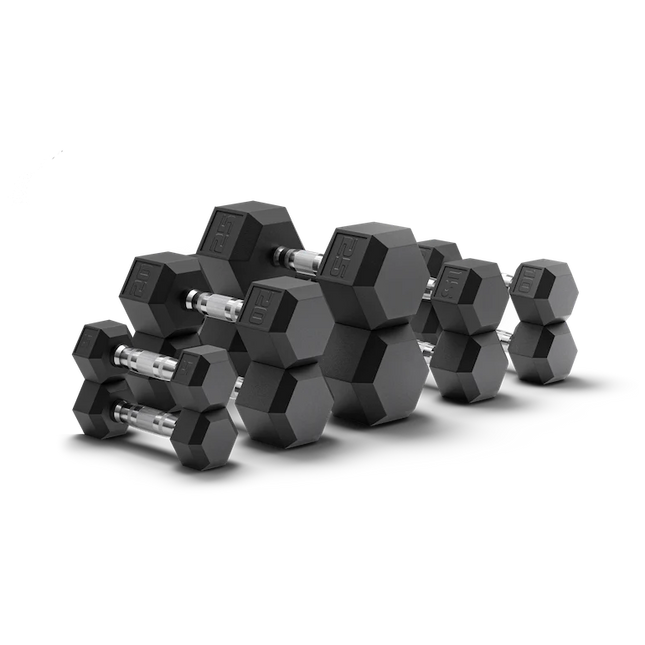 EPIC FITNESS - PAIR OF BLACK COATED HEX DUMBBELLS SET