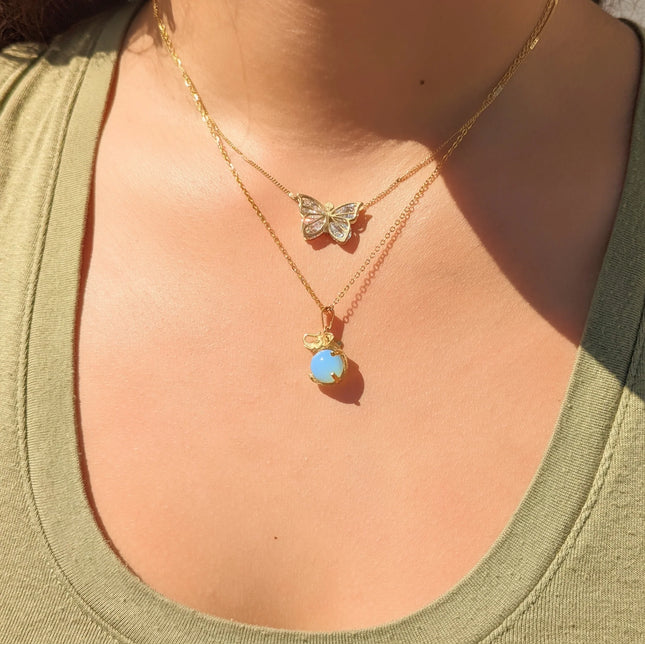 elephant crystal ball necklace