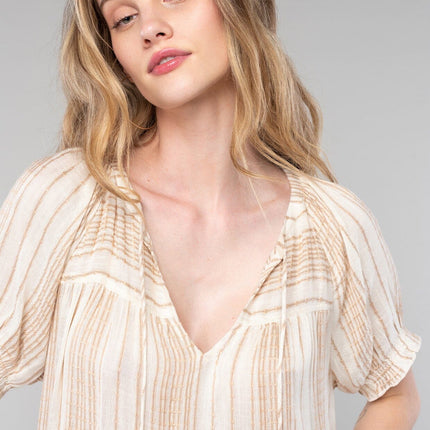 Beige Puff sleeve top blouse