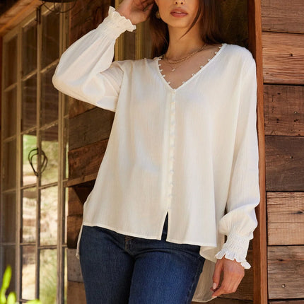 Lovestitch - Kasia Button Front Blouse off white