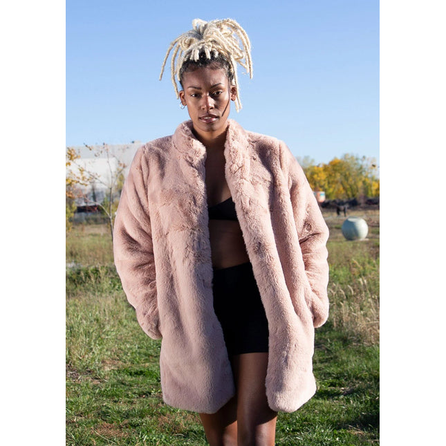 Lovestitch - Tickled Pink Faux Fur Coat