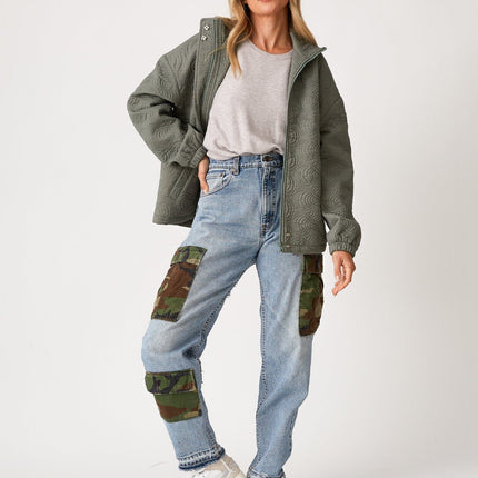 khaki green jacket quilted 