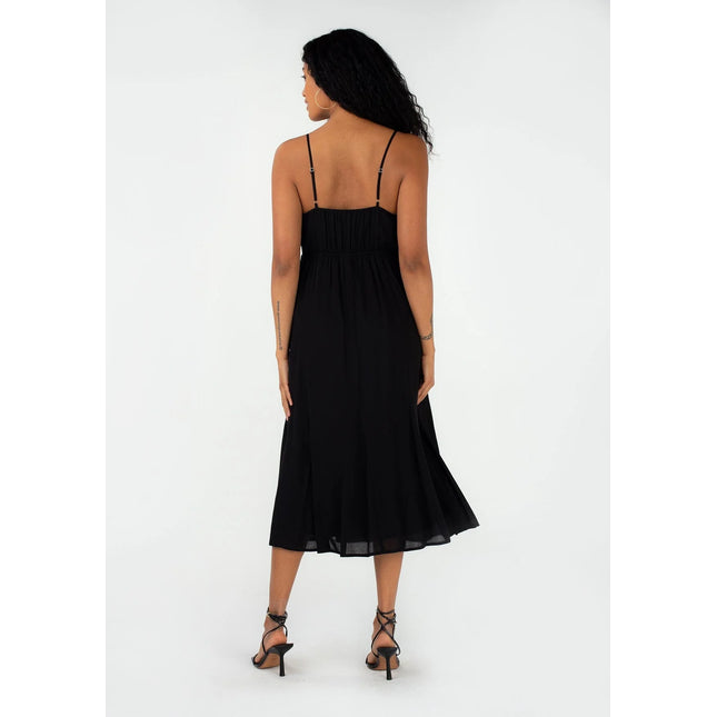 black midi dress boho back