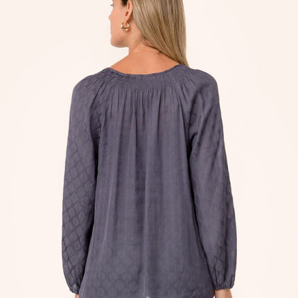 silky diamond jacquard blouse