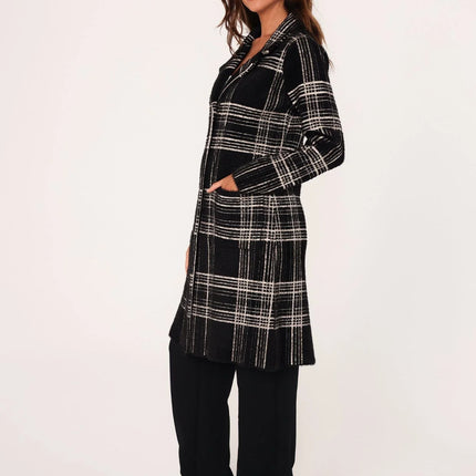 Lovestitch - Kingston Plaid Coatigan Black side