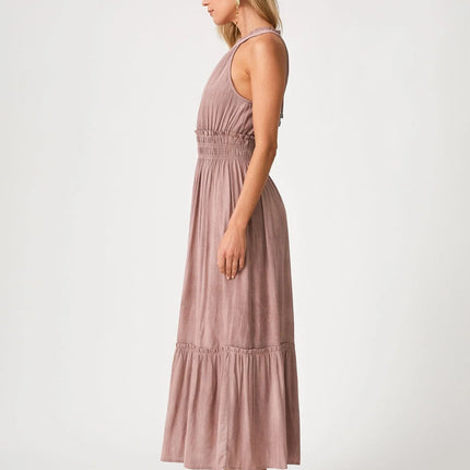 Lovestitch - Neve Smocked Halter Maxi Dress dusty pink